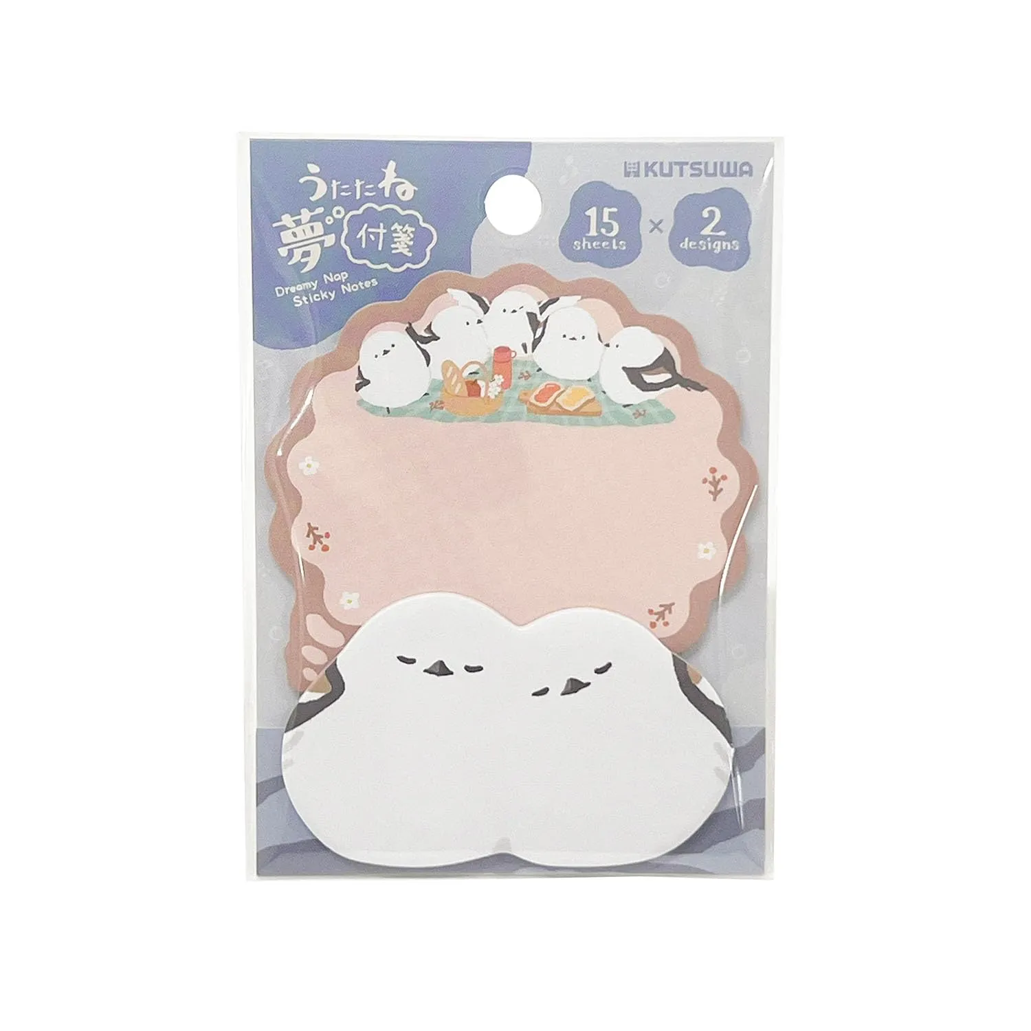 Kutsuwa HiLiNE Shimaenaga Sticky Notes — Dreamy Nap design